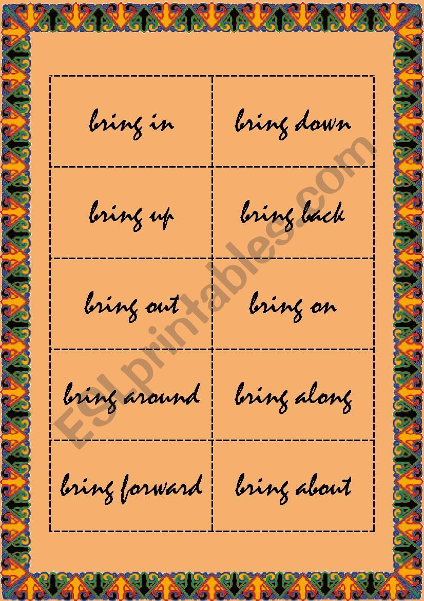 Phrasal verbs - BRING - flashcards