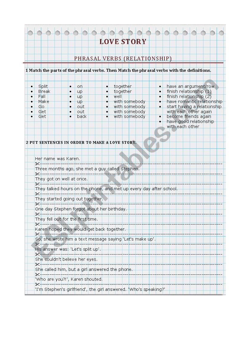 A Love Story worksheet