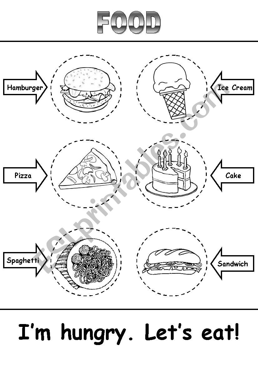 Food Activity - Read, Cut, Color, Paste