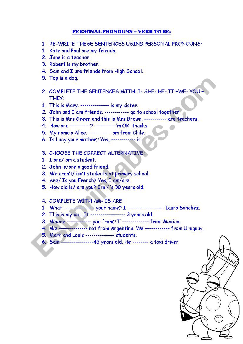 SUBJECT PRONOUNS worksheet