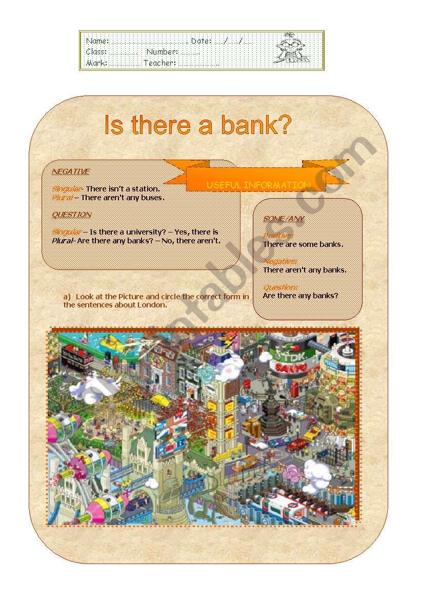Is there a bank? worksheet