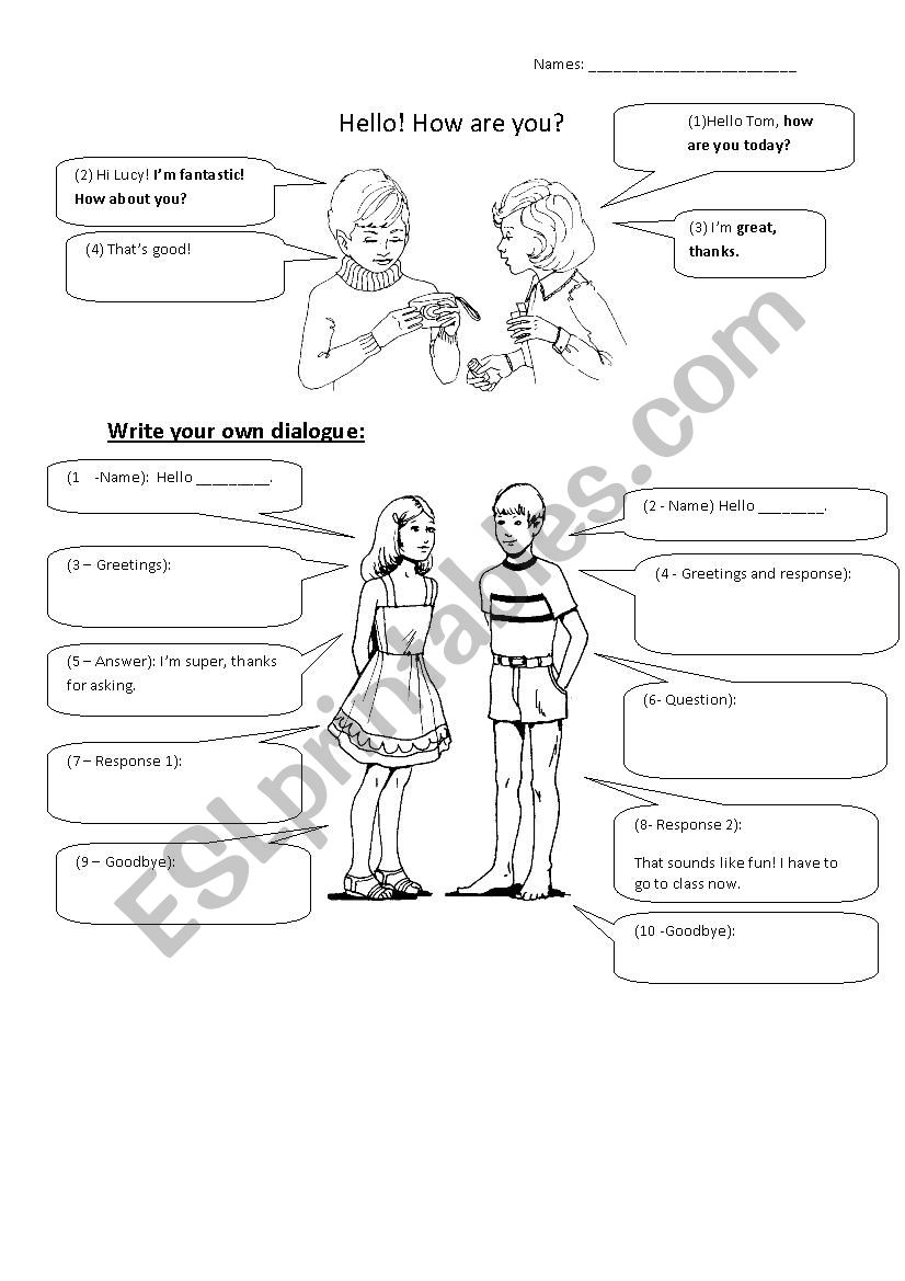 Two Person Dialogue worksheet