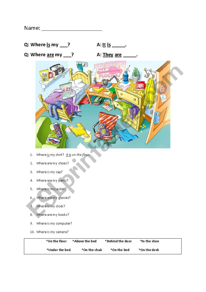 Where is/are? worksheet