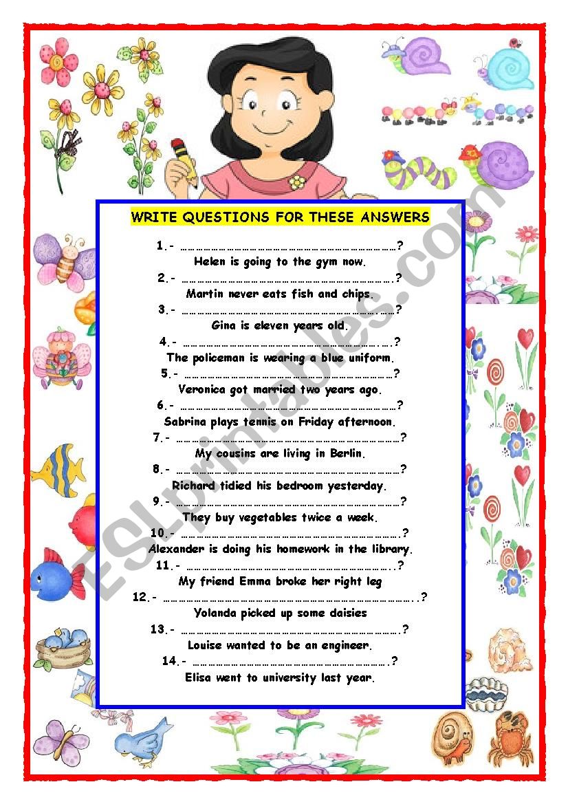 WRITING QUESTIONS worksheet