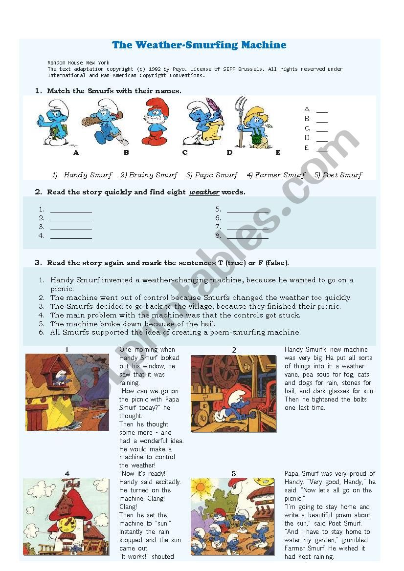 The Weather-Smurfing Machine worksheet