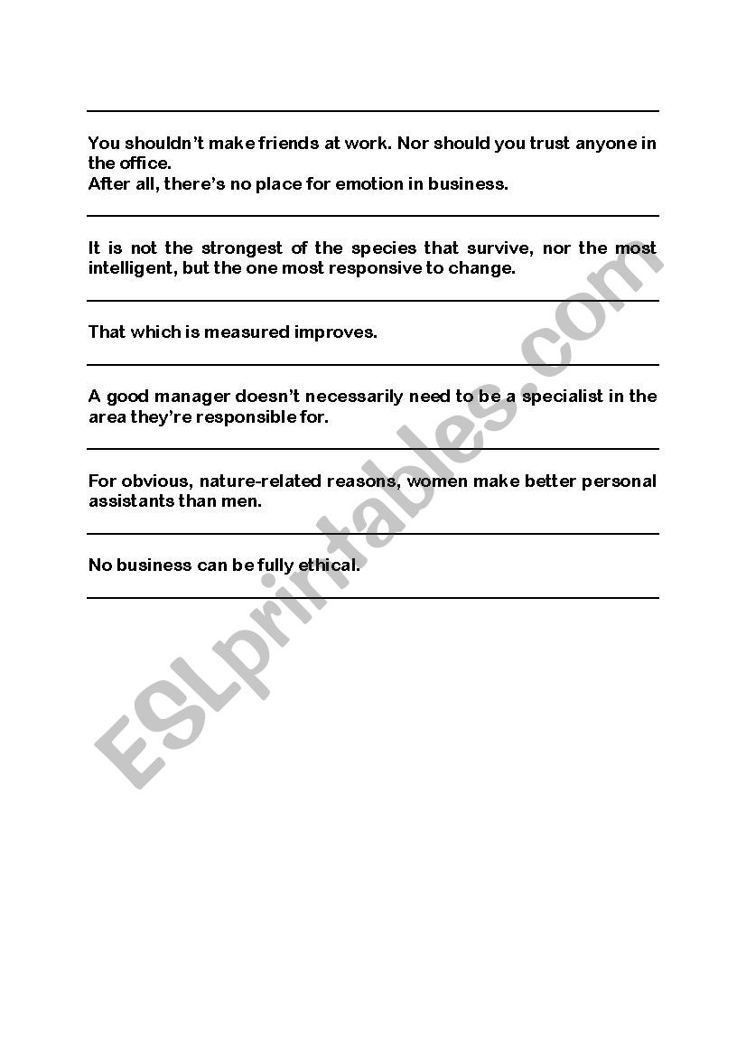 business myths worksheet