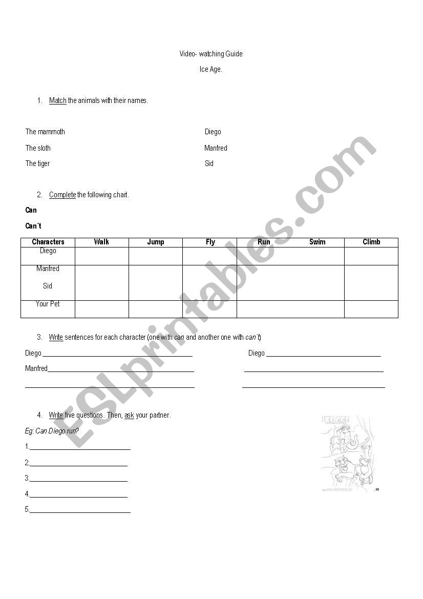 Ice Age 1 worksheet