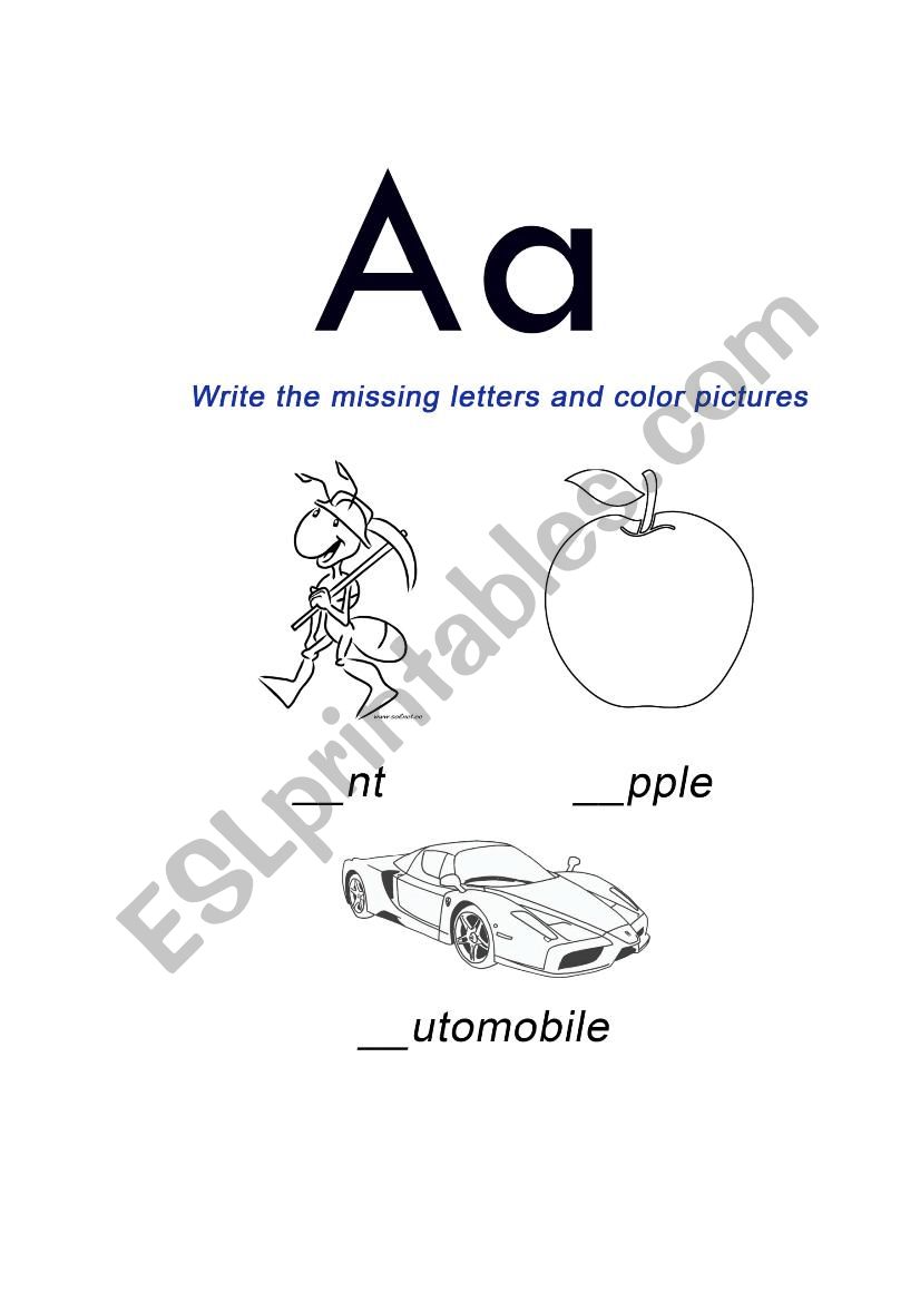 Letter A worksheet