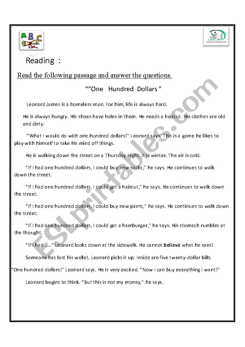 Grade 10 -First report Exam worksheet