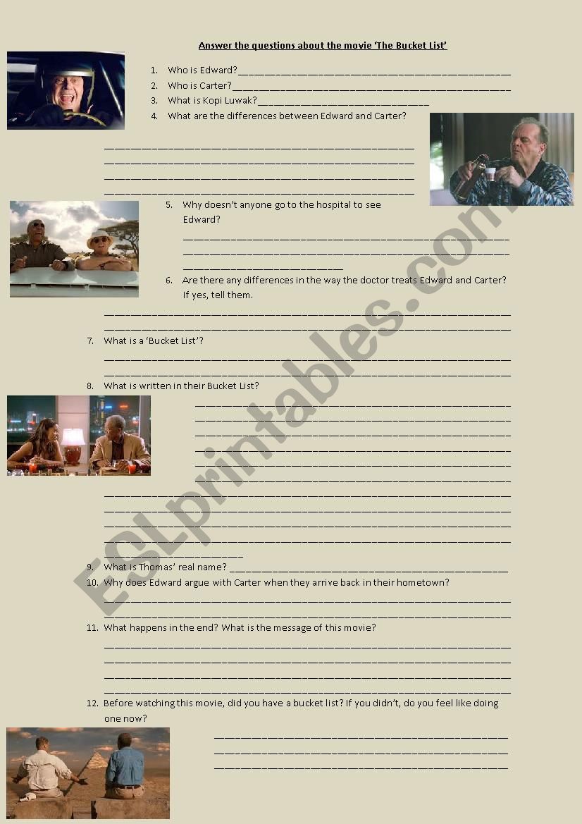 The Bucket List Questionnaire 