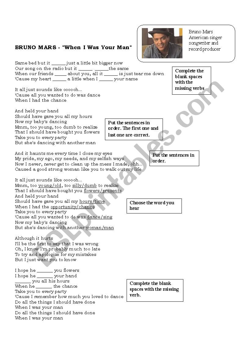 Simple present song worksheet