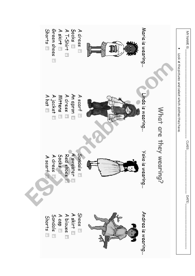 Clothes worksheet