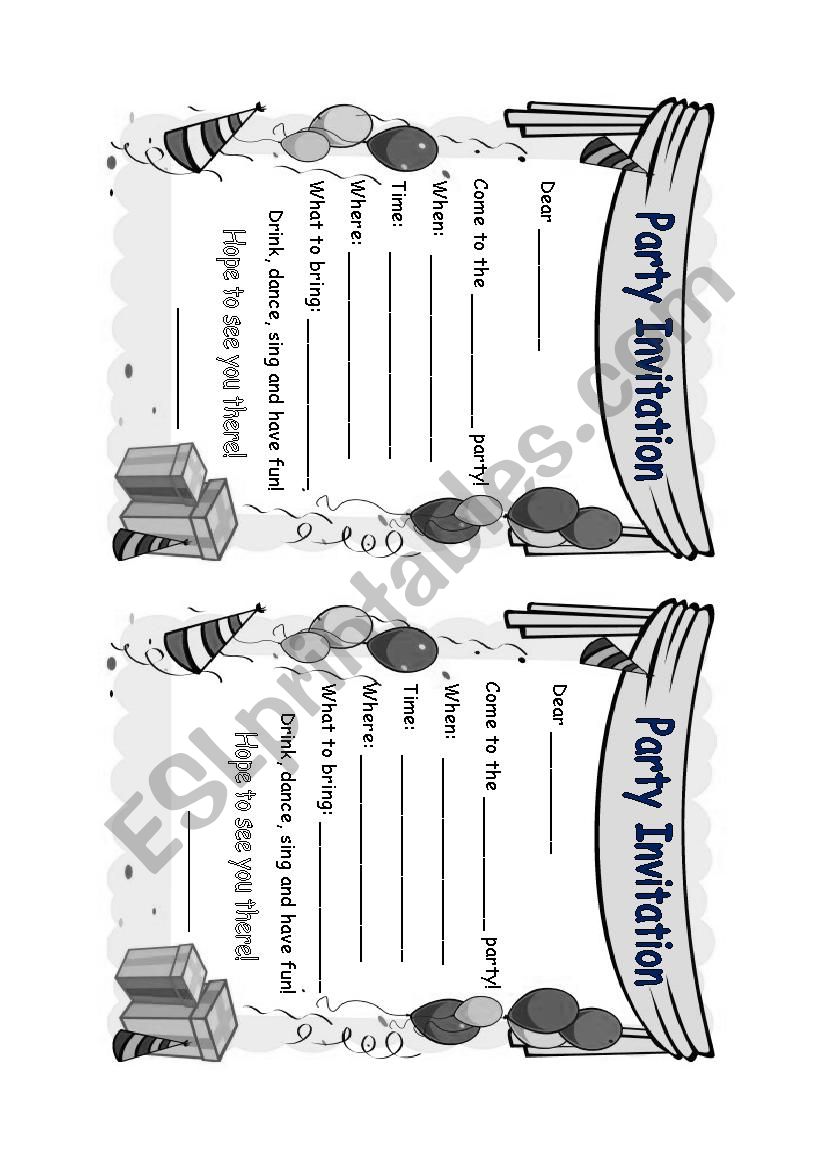 Party Invitation  worksheet