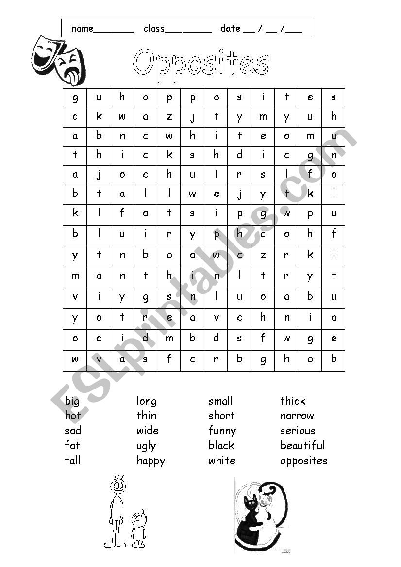 Opposites worksheet