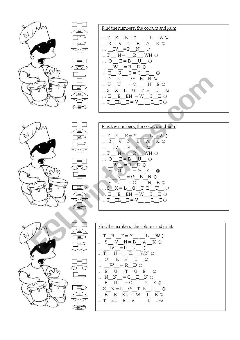 Happy Holidays worksheet