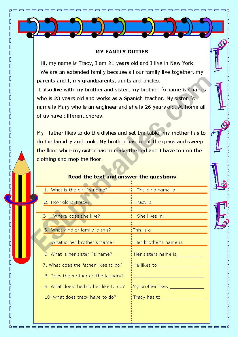 reading exercise  worksheet