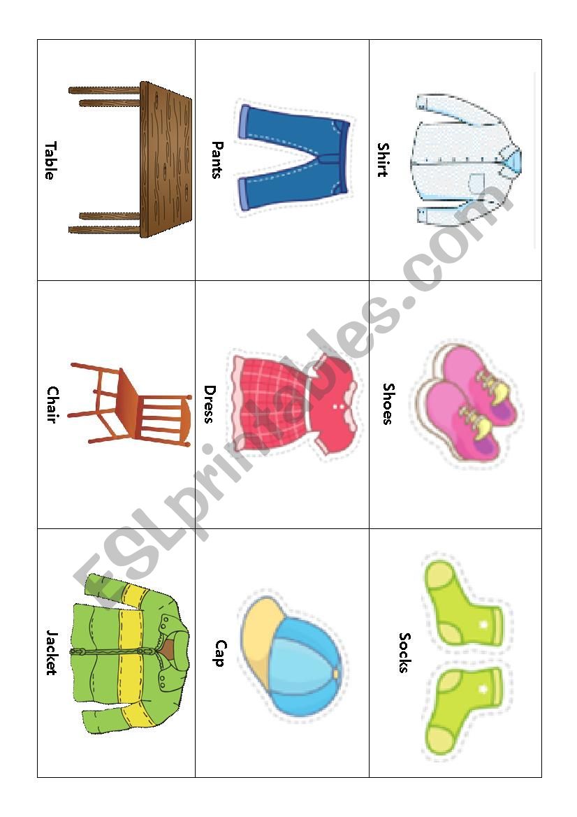 Clothing Preposition Activity 1/3