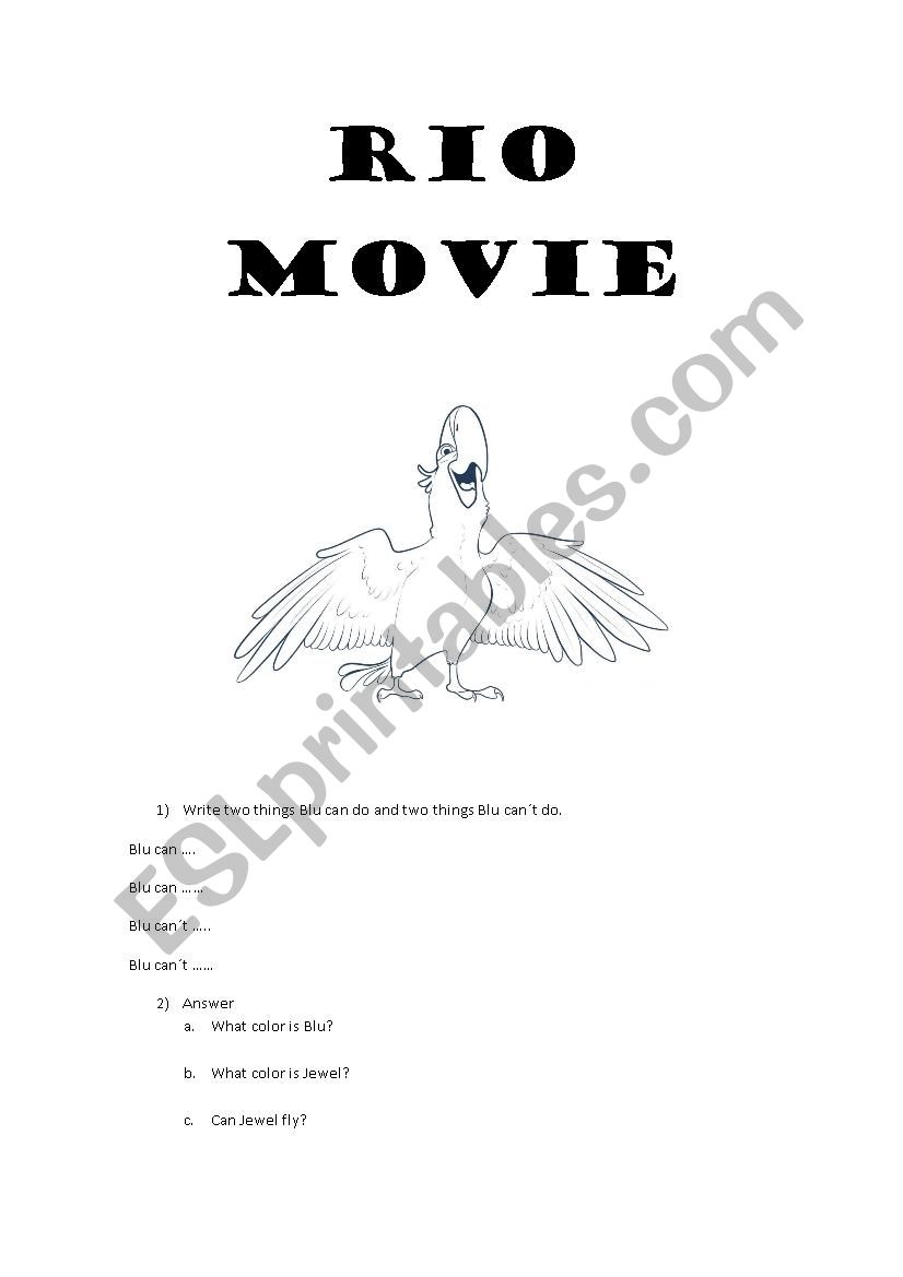 Rio movie worksheet