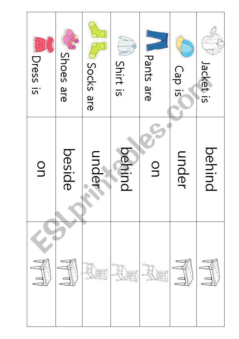 Clothing Preposition Activity 2/3