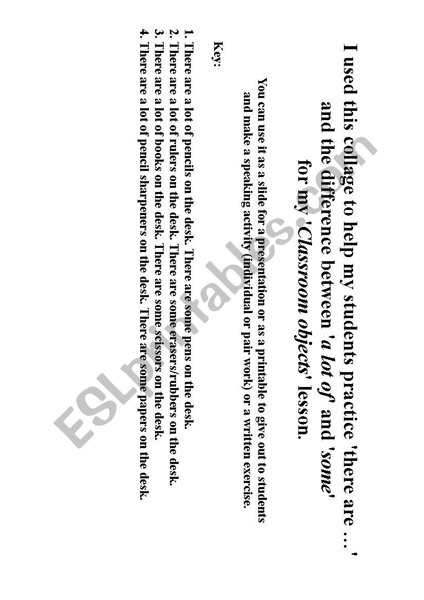 Â´a lot ofÂ´ and Â´someÂ´ activity card / worksheet