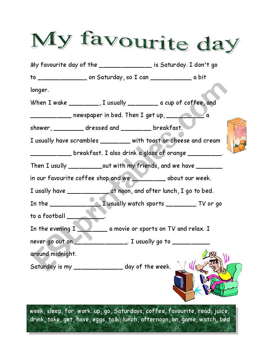 MY FAVOURITE DAY worksheet