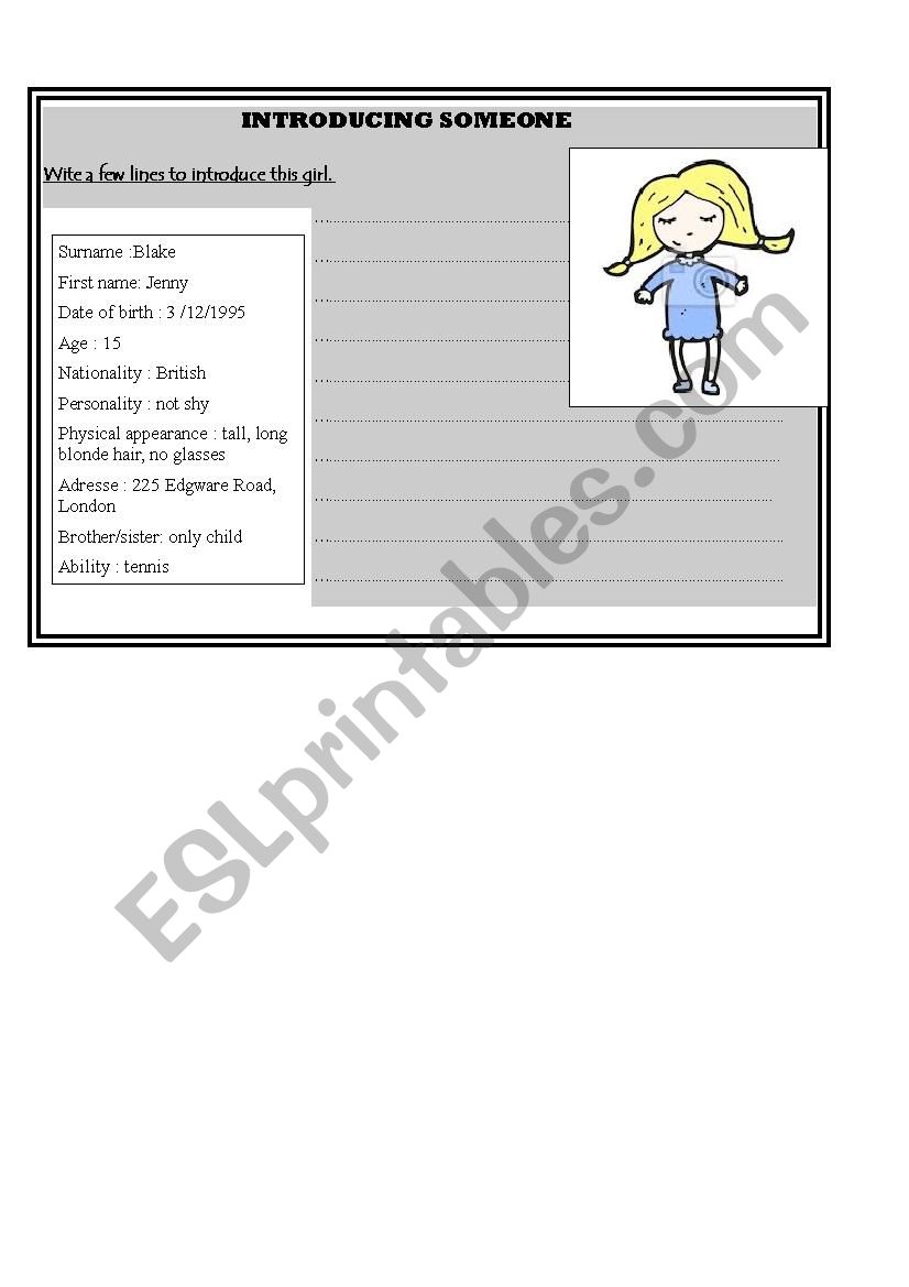 Introducing someone worksheet