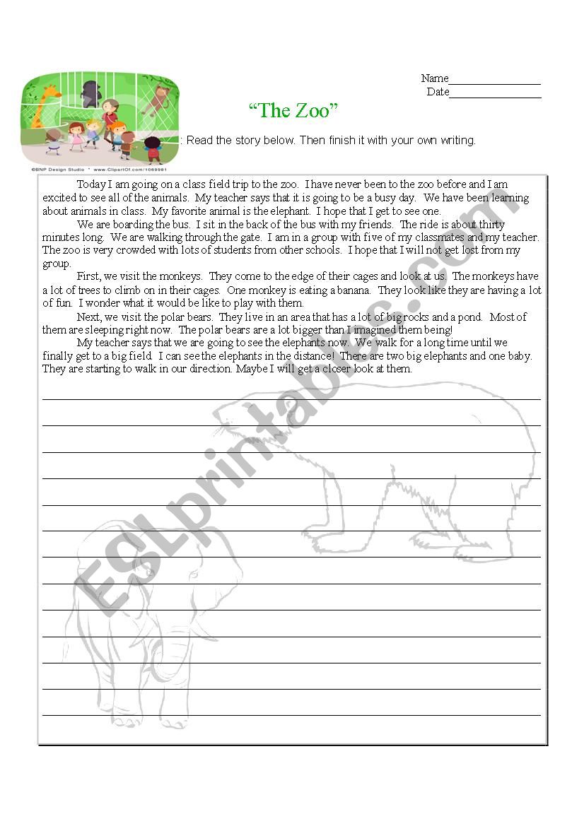 writing about zoo worksheet
