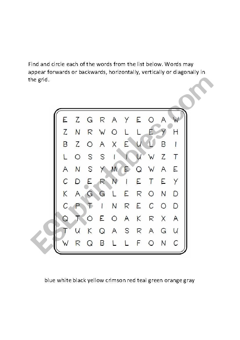 Family of Colors worksheet