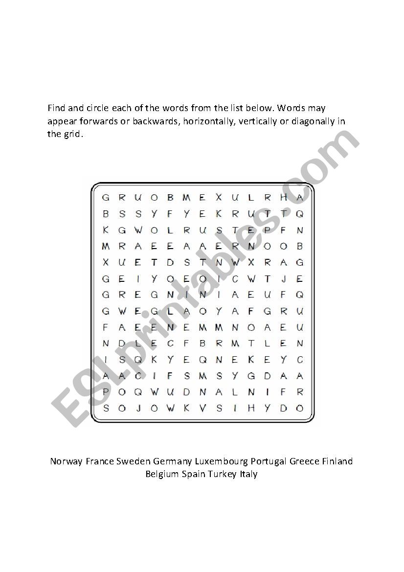 European States worksheet European States worksheet