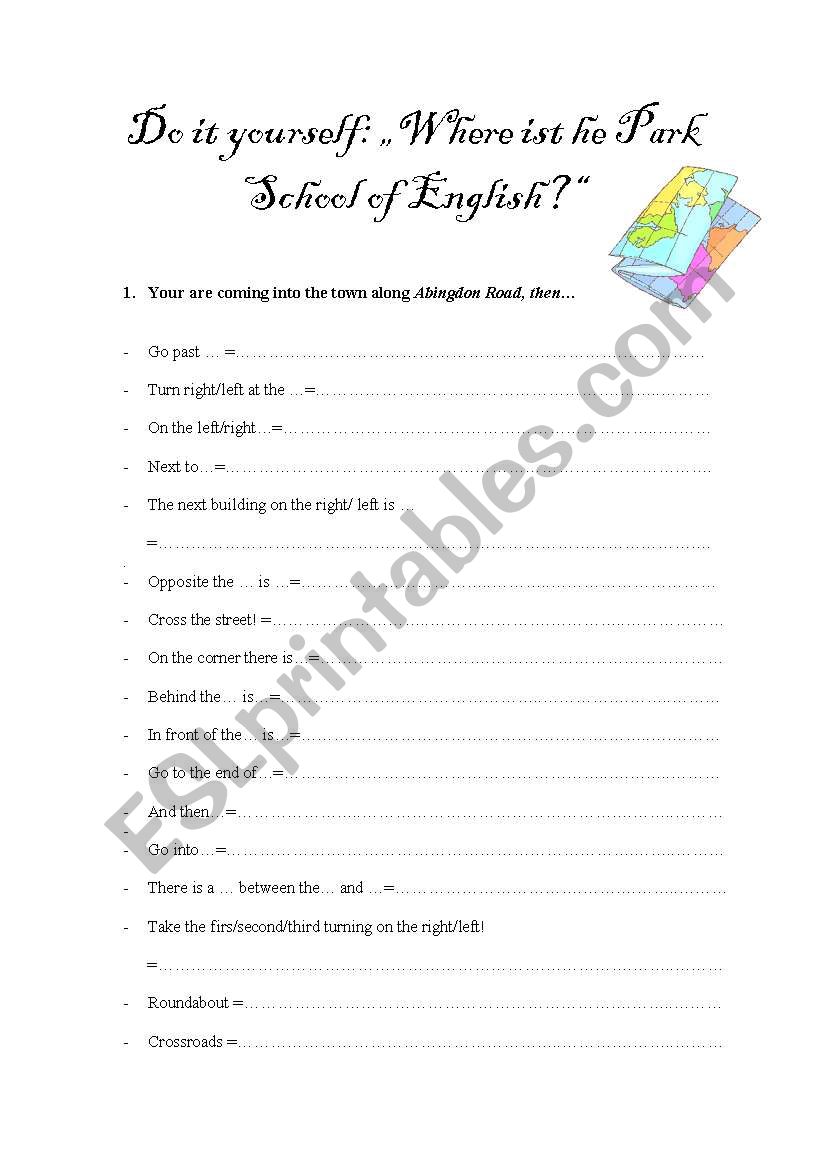 Phrases to describe a way worksheet