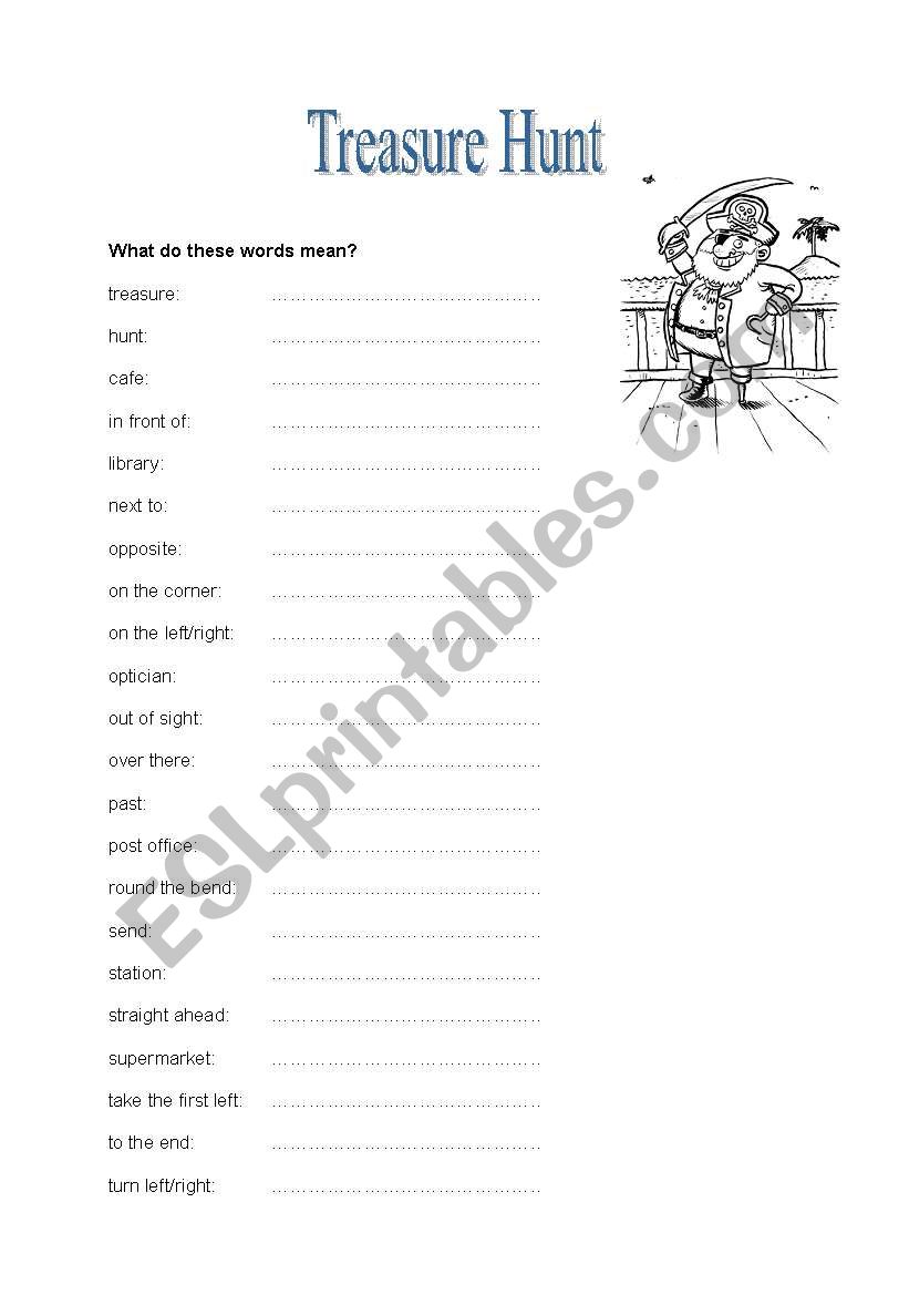 treasure hunt worksheet