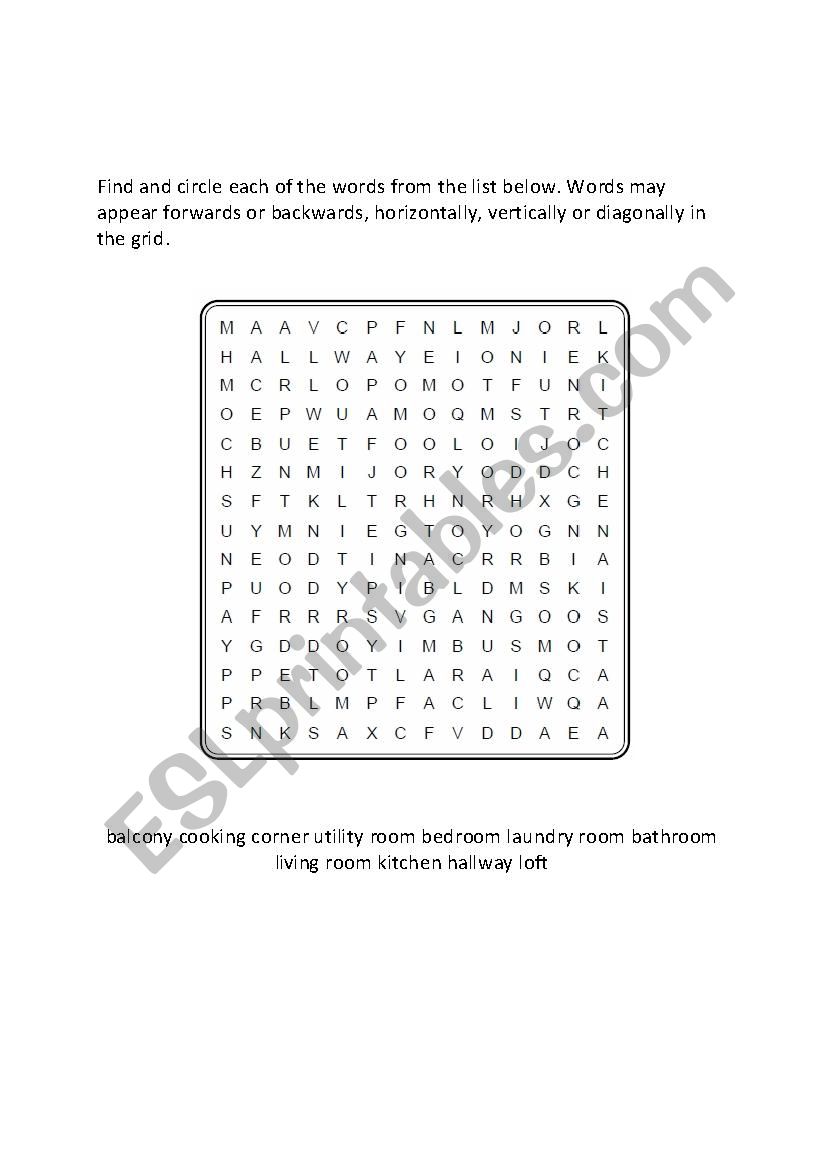 Flat rooms worksheet