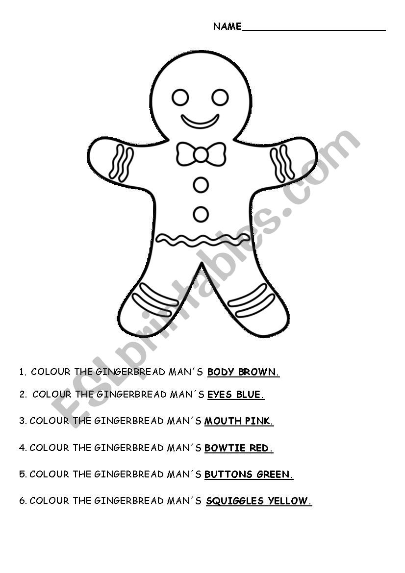 Gingerbread Man Guided Colouring
