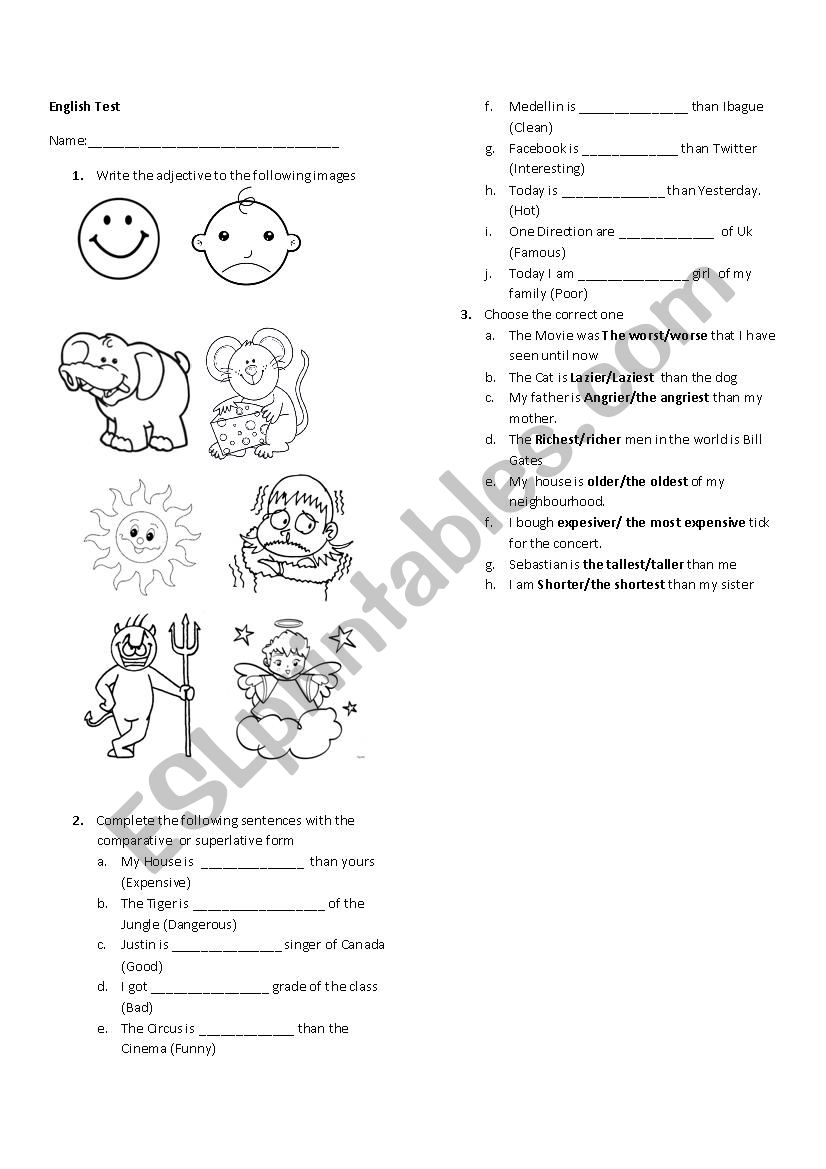 Comparatives and superlatives exercise