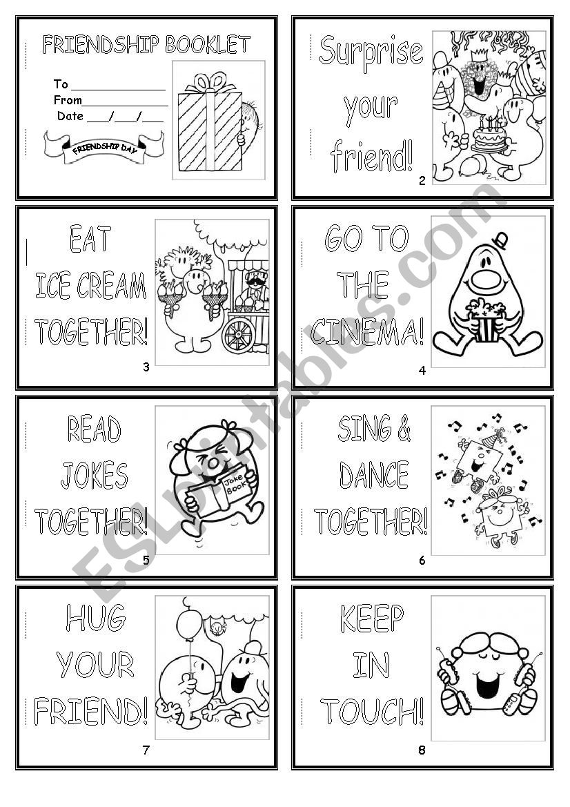 Friendship Booklet worksheet