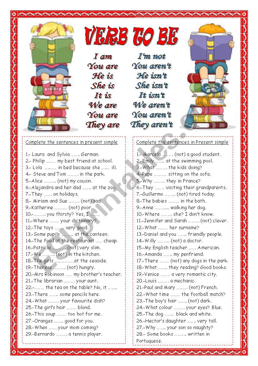 VERB TO BE worksheet