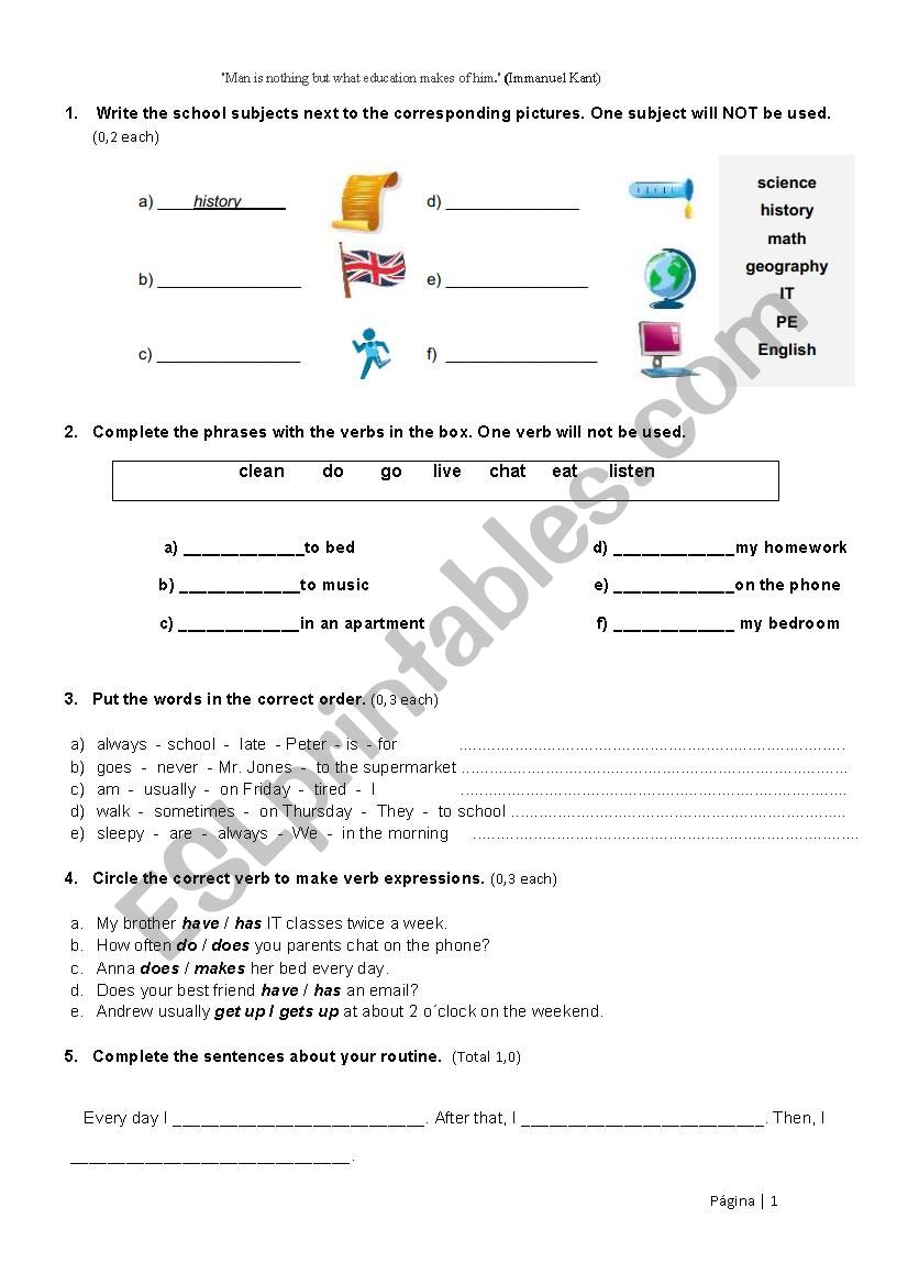 Daily Activities _ wh words + simple present