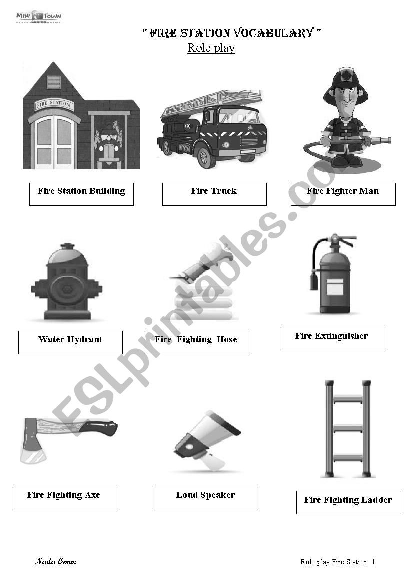 Fire Station Vocabulary List  worksheet