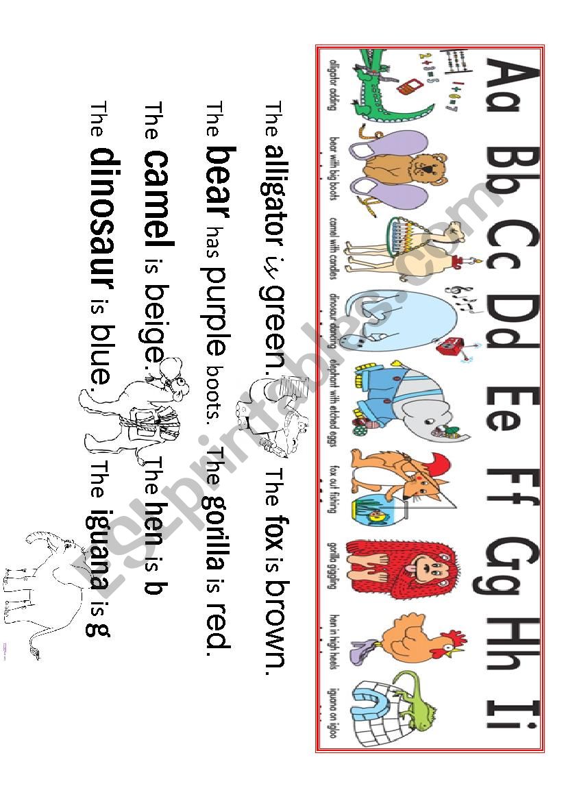 ABC animals&colours (A-i) worksheet