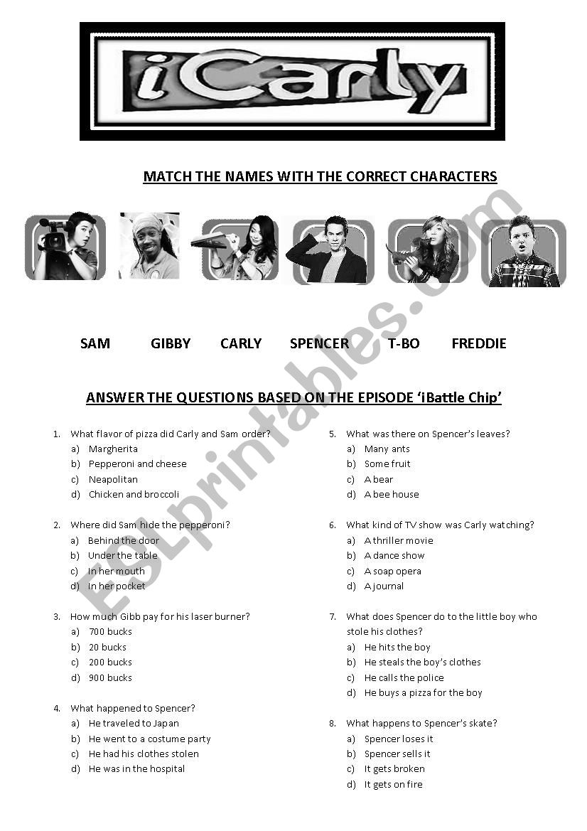 iCarly - iBattle Chip worksheet