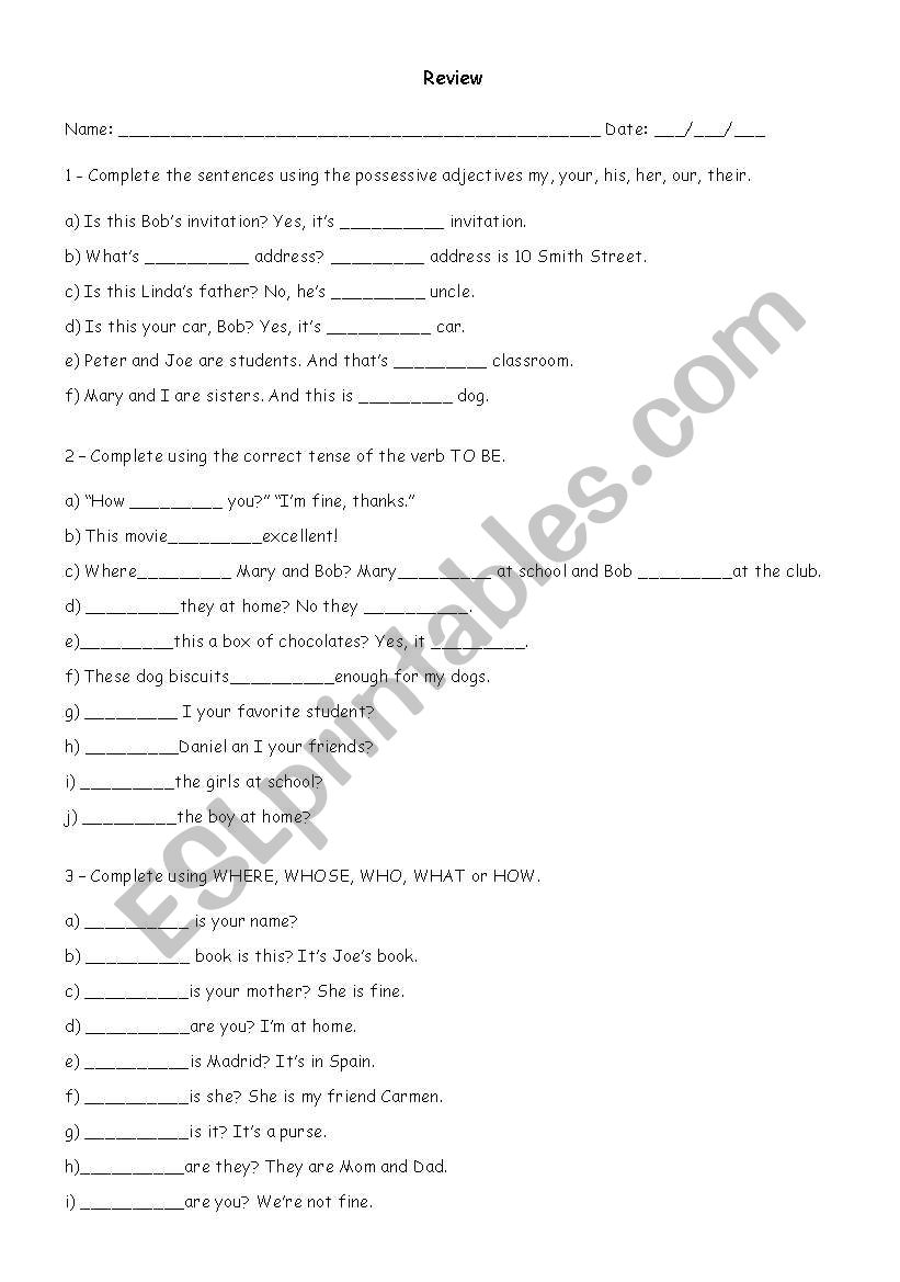 Review worksheet