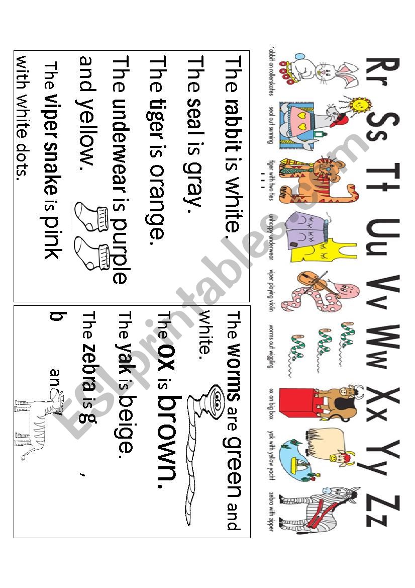 ABC animals&colours (r-z) worksheet