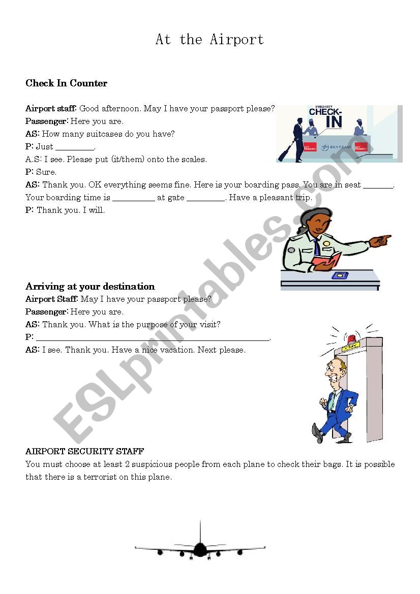 At the Airport worksheet