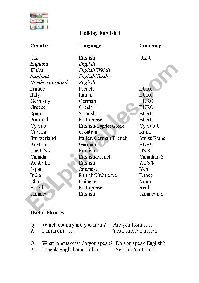 Holiday English worksheet