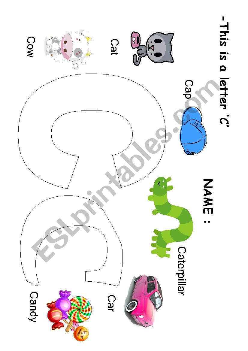 Letter C words worksheet