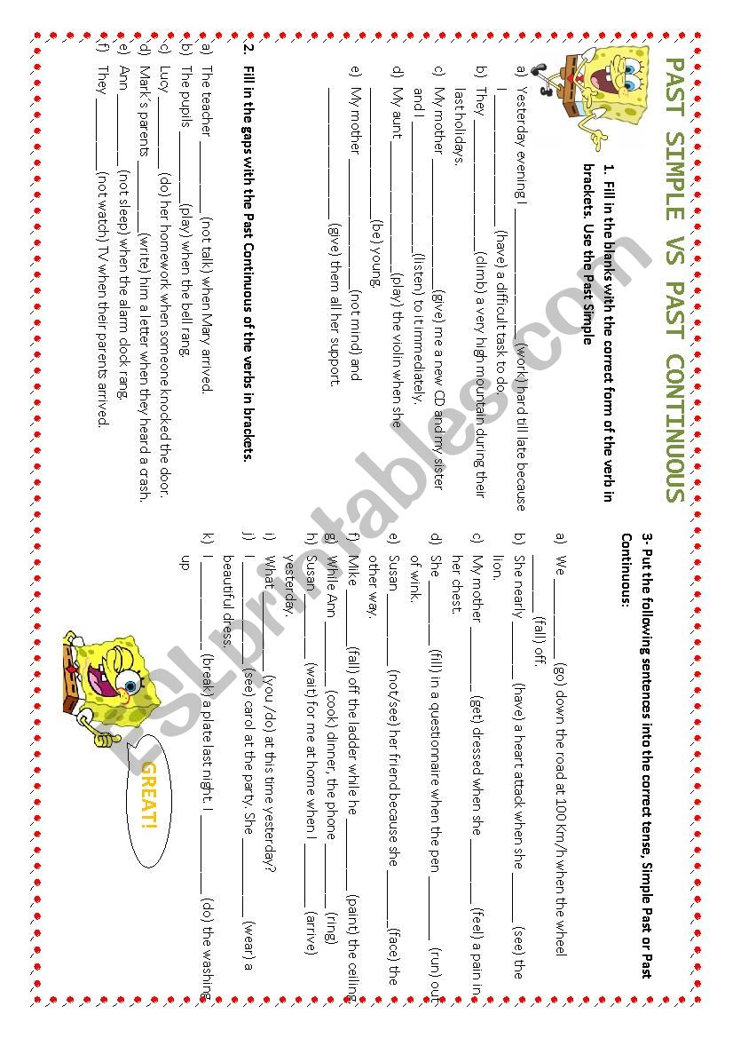 Past Simple Vs Past continuos worksheet