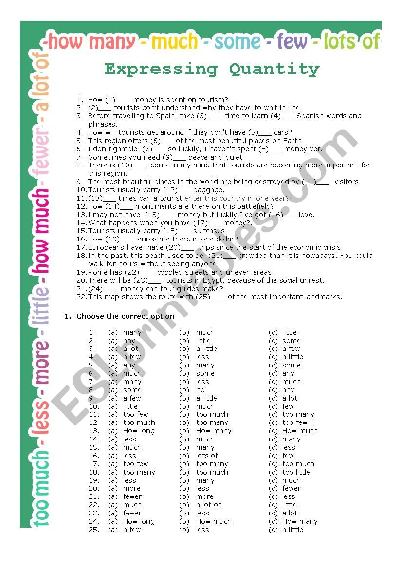 Expressing Quantity worksheet