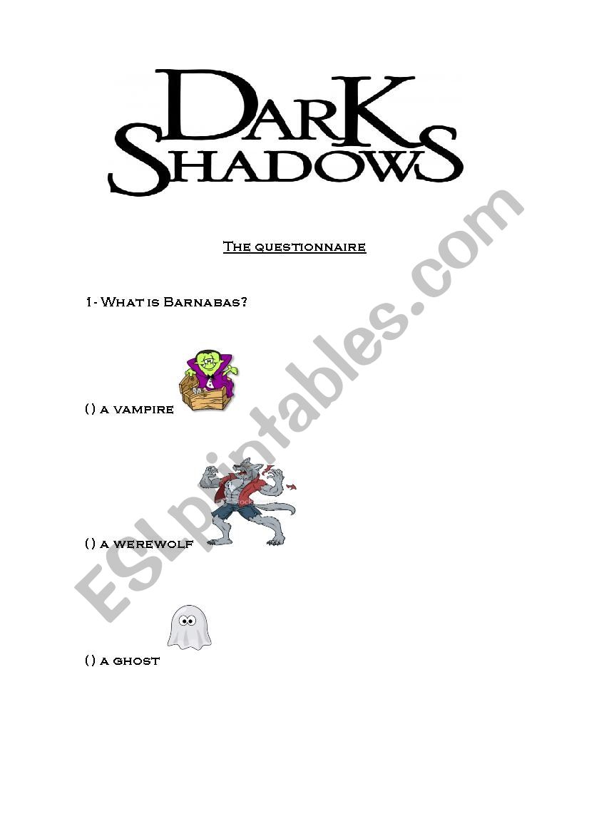 The vampire questionnaire worksheet