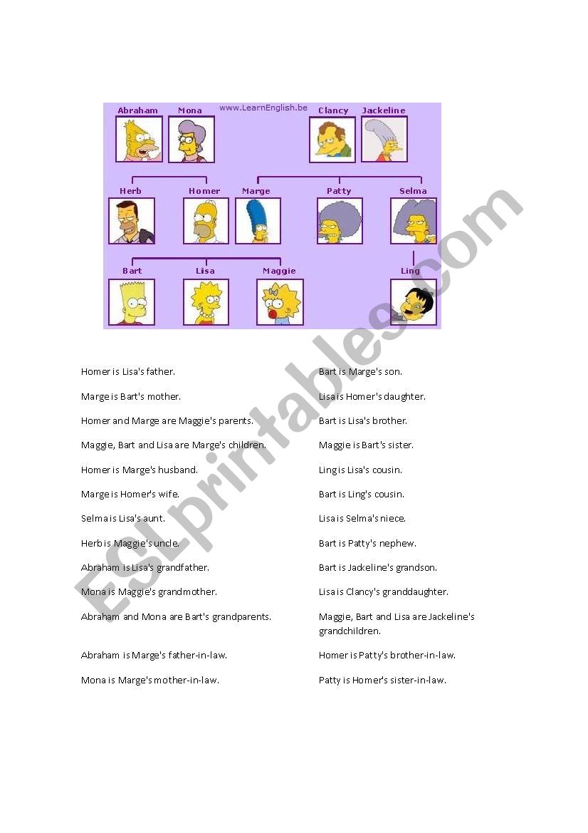 The Simpsons worksheet