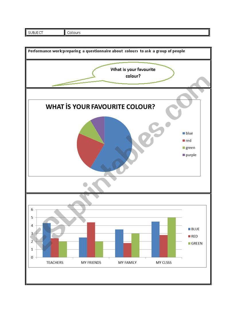 colours worksheet